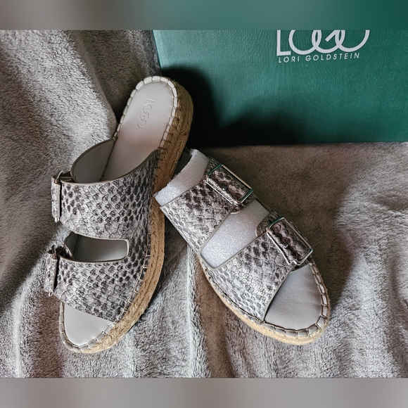 LOGO Lori Goldstein Espadrille Sandal Lindsay Leather Snake Skin Open Toe Sz 8.5 - Picture 7 of 11